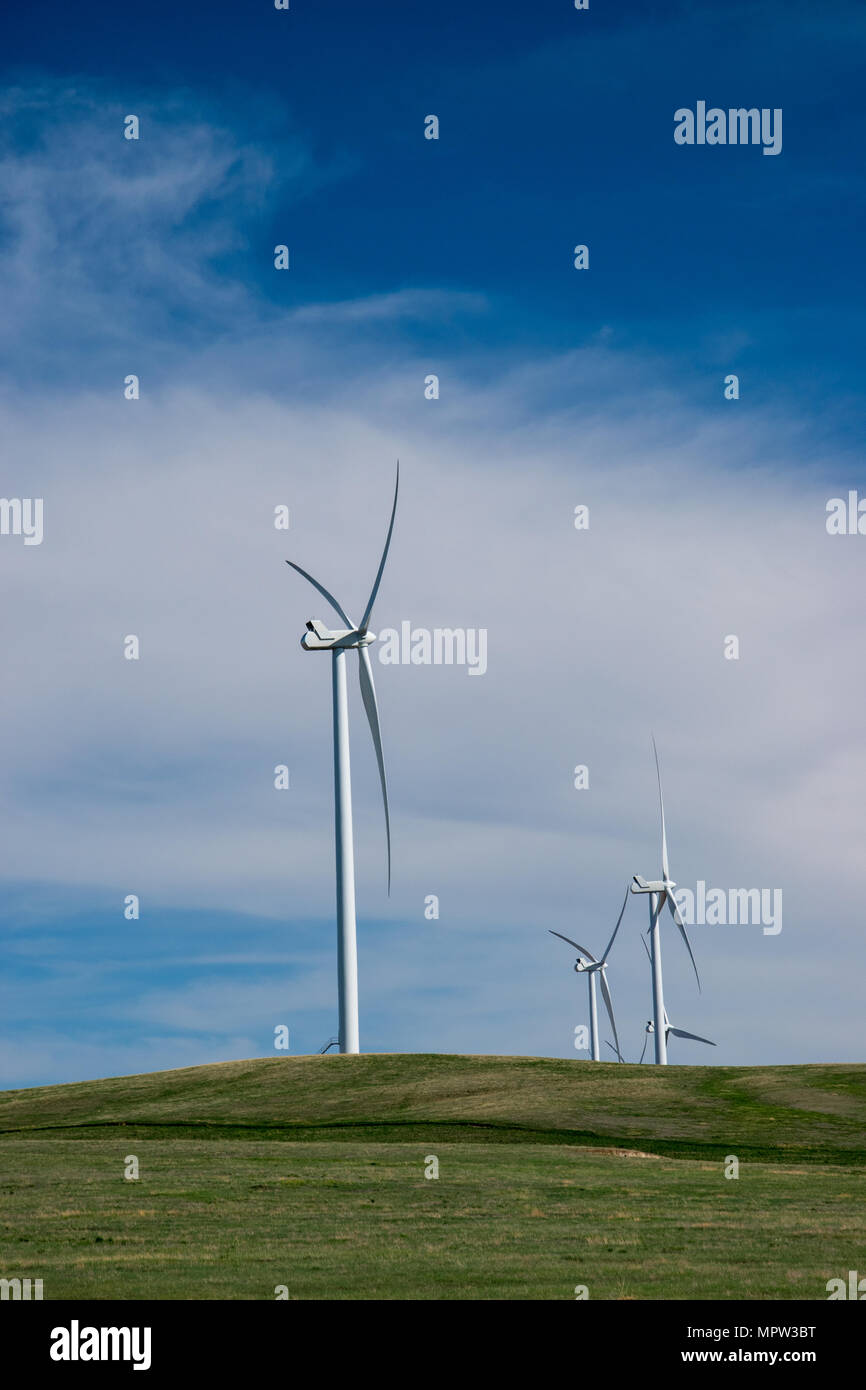 Le turbine eoliche; Blackspring Ridge progetto eolico da EDF EN Canada Inc e Inc Enbridge nel sud est di Alberta è costituito da 166 Vestas V100-1.8MW wind tu Foto Stock