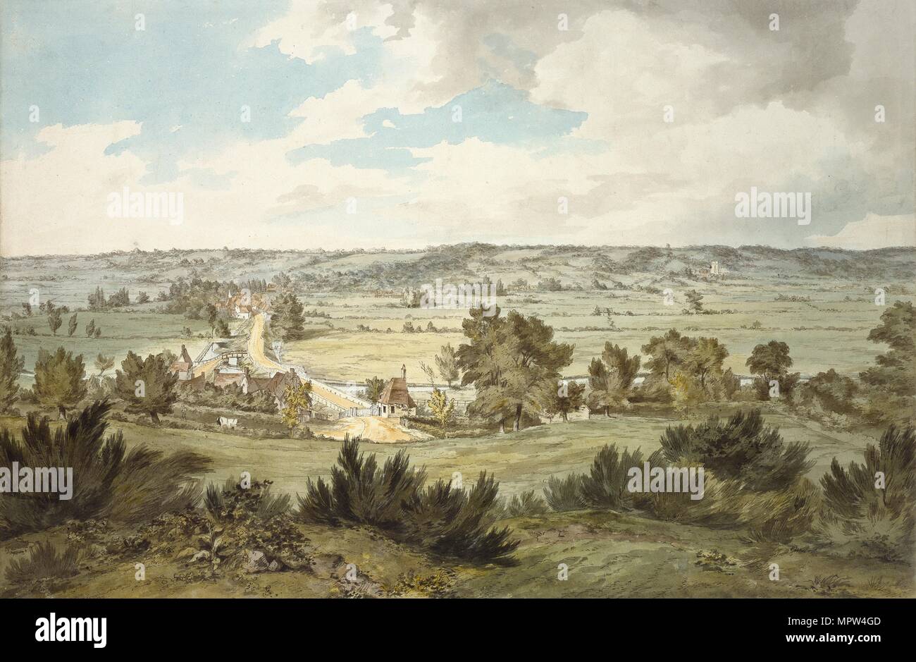 Valle del Stour con Stratford St Mary visto da vicino Dedham, c1800. Artista: John Constable. Foto Stock
