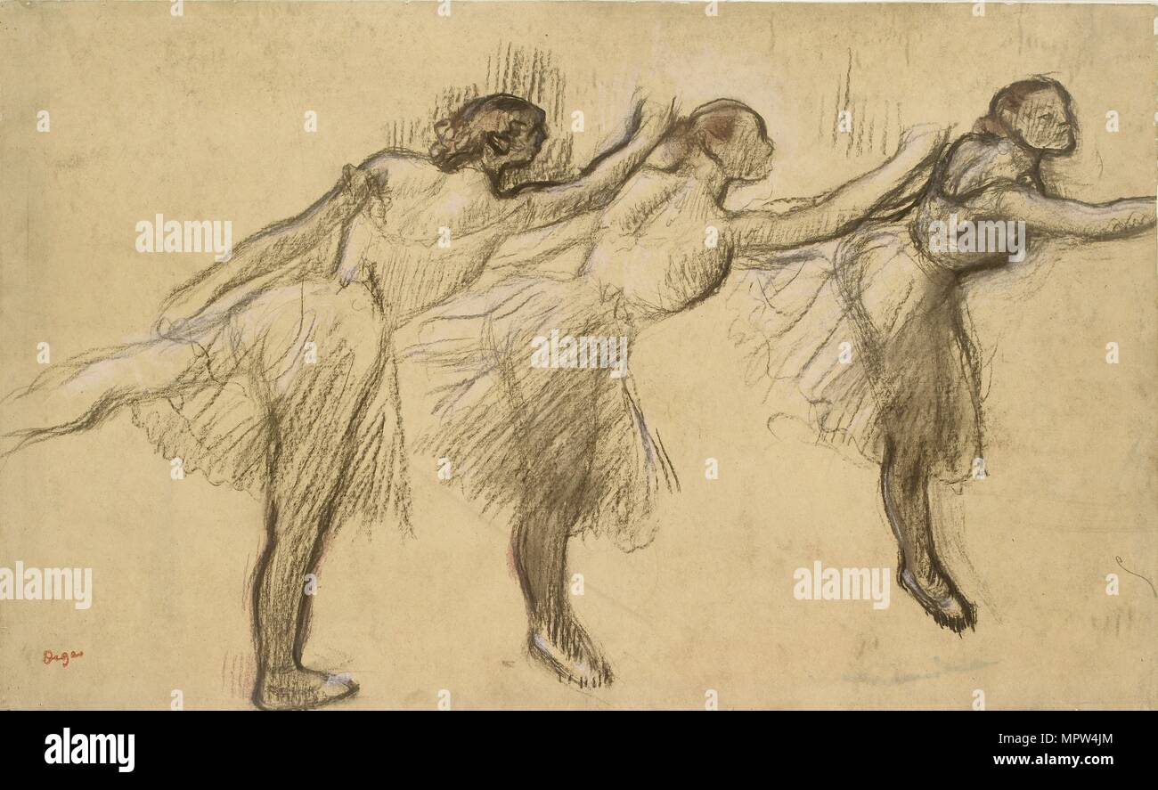 Tre studi di una ballerina, fine del XIX secolo. Artista: Edgar Degas. Foto Stock