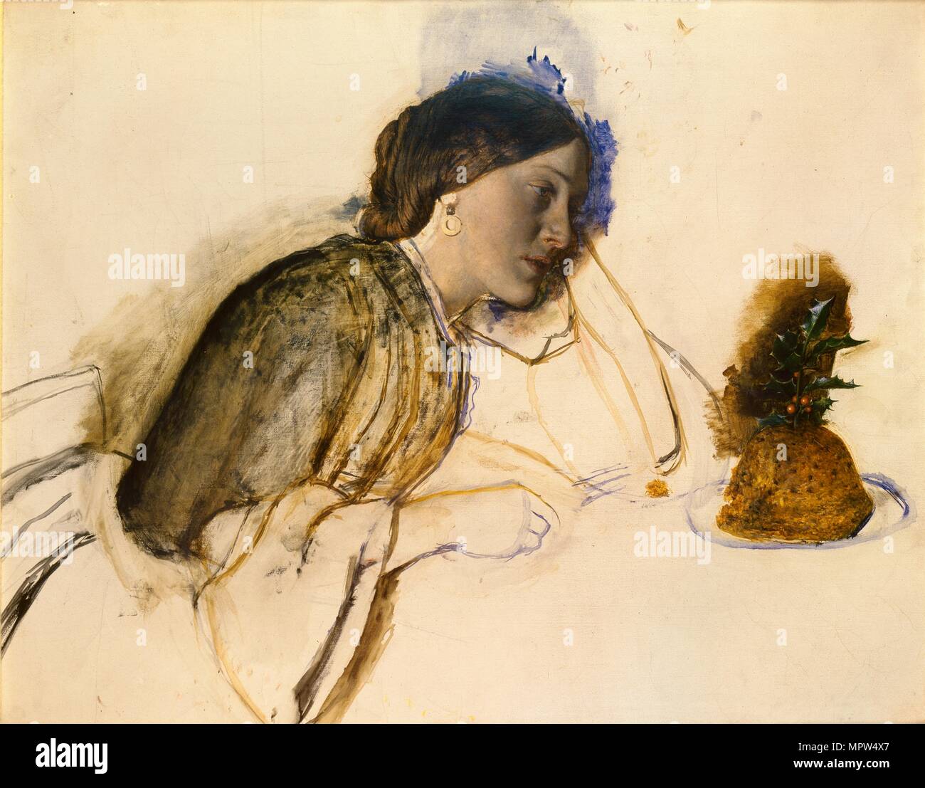 I poveri attrice la cena di Natale, c1860. Artista: Robert Braithwaite Martineau. Foto Stock