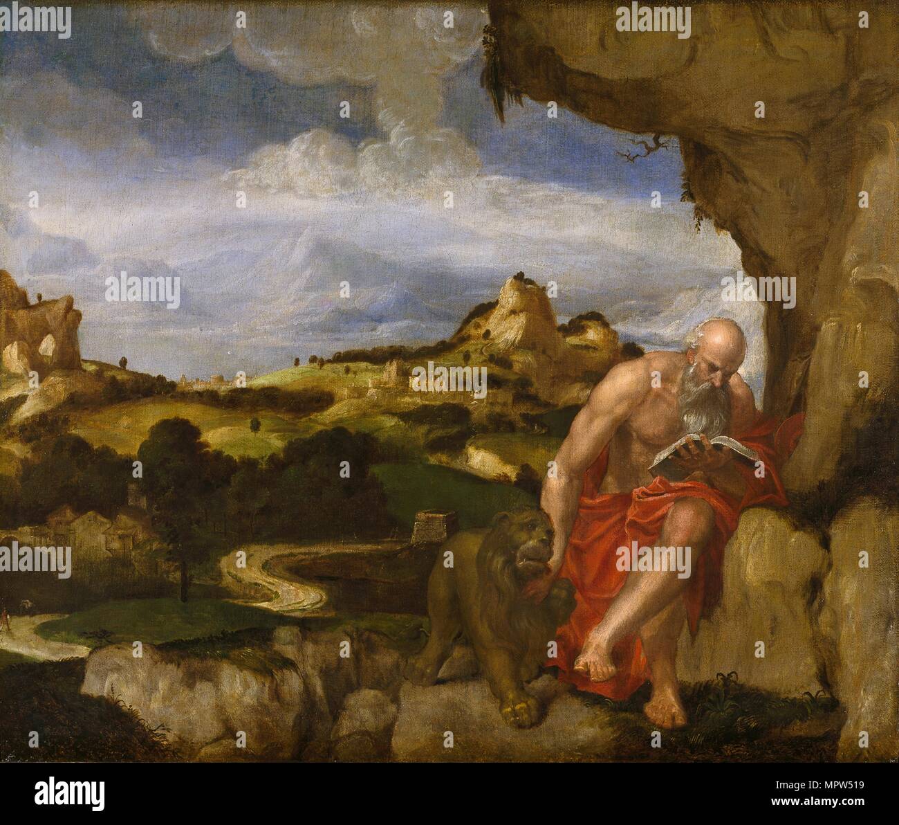 San Girolamo nel deserto, metà del XVI secolo. Artista: Lambert Sustris. Foto Stock