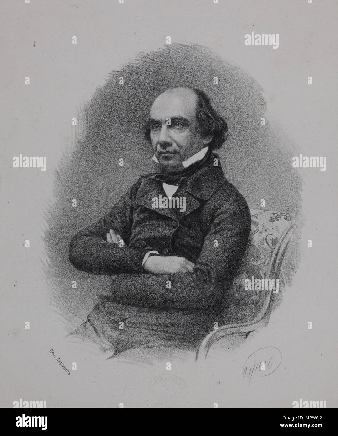 Ritratto dello storico Timofey Nikolayevich Granovsky (1813-1855), 1850s. Foto Stock