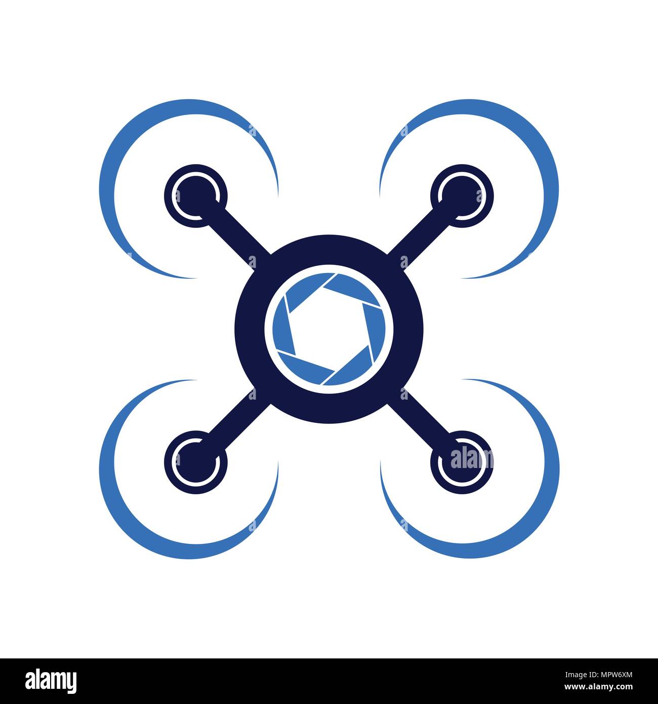 Blue Aero Flying Drone Fotografia simbolo Vector Graphic Logo Design Illustrazione Vettoriale