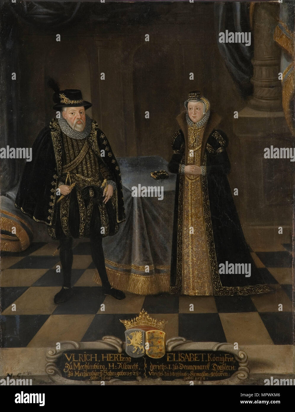 Ritratto di Ulrich III (1527-1603), Duca di Mecklenburg ed Elisabetta di Danimarca (1524-1586), Duches Foto Stock
