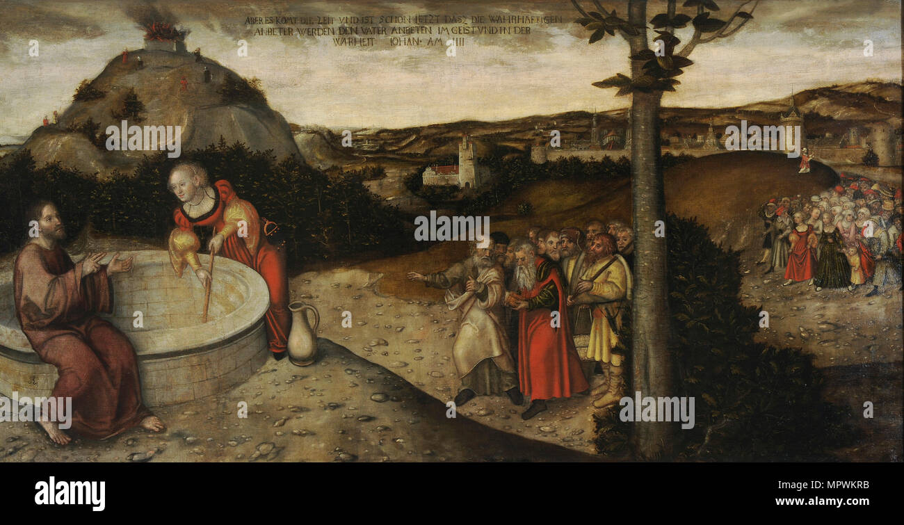 Cristo e la Samaritana al pozzo di Giacobbe, ca 1552 Foto stock - Alamy