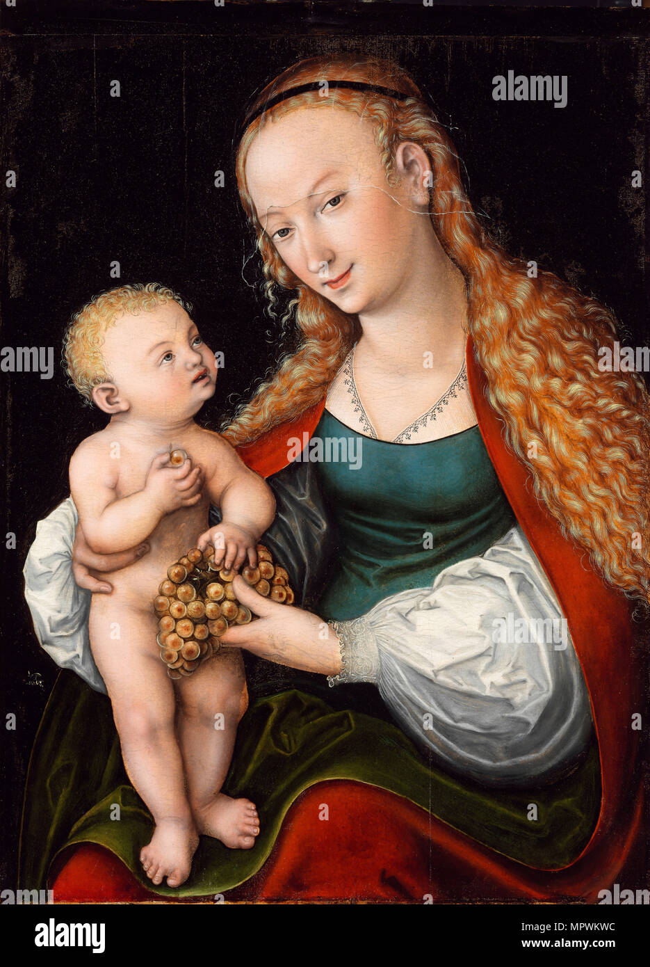 La Vergine e il bambino con un grappolo di uva, dopo il 1537. Foto Stock