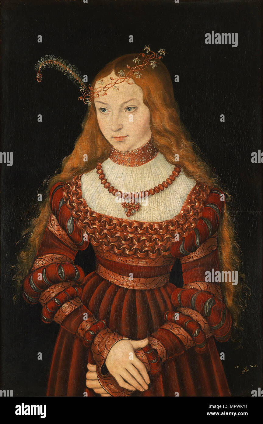 Ritratto della Principessa Sibylle of Cleves (1512-1554), 1526. Foto Stock
