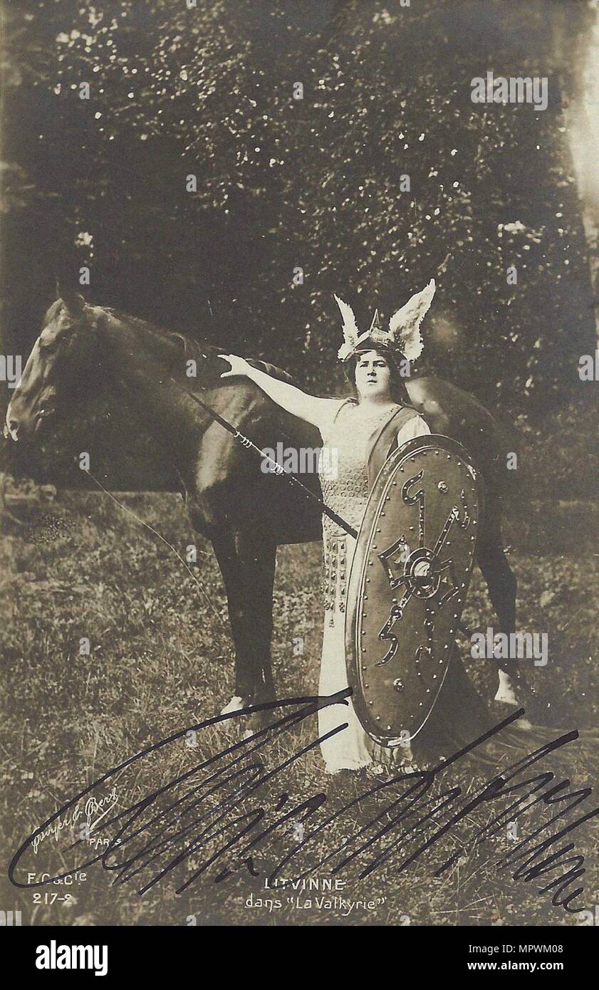 Il cantante lirico Félia Litvinne (1860-1936) come Brünnhilde in Die Walküre (la valchiria) da R. Wagner Foto Stock