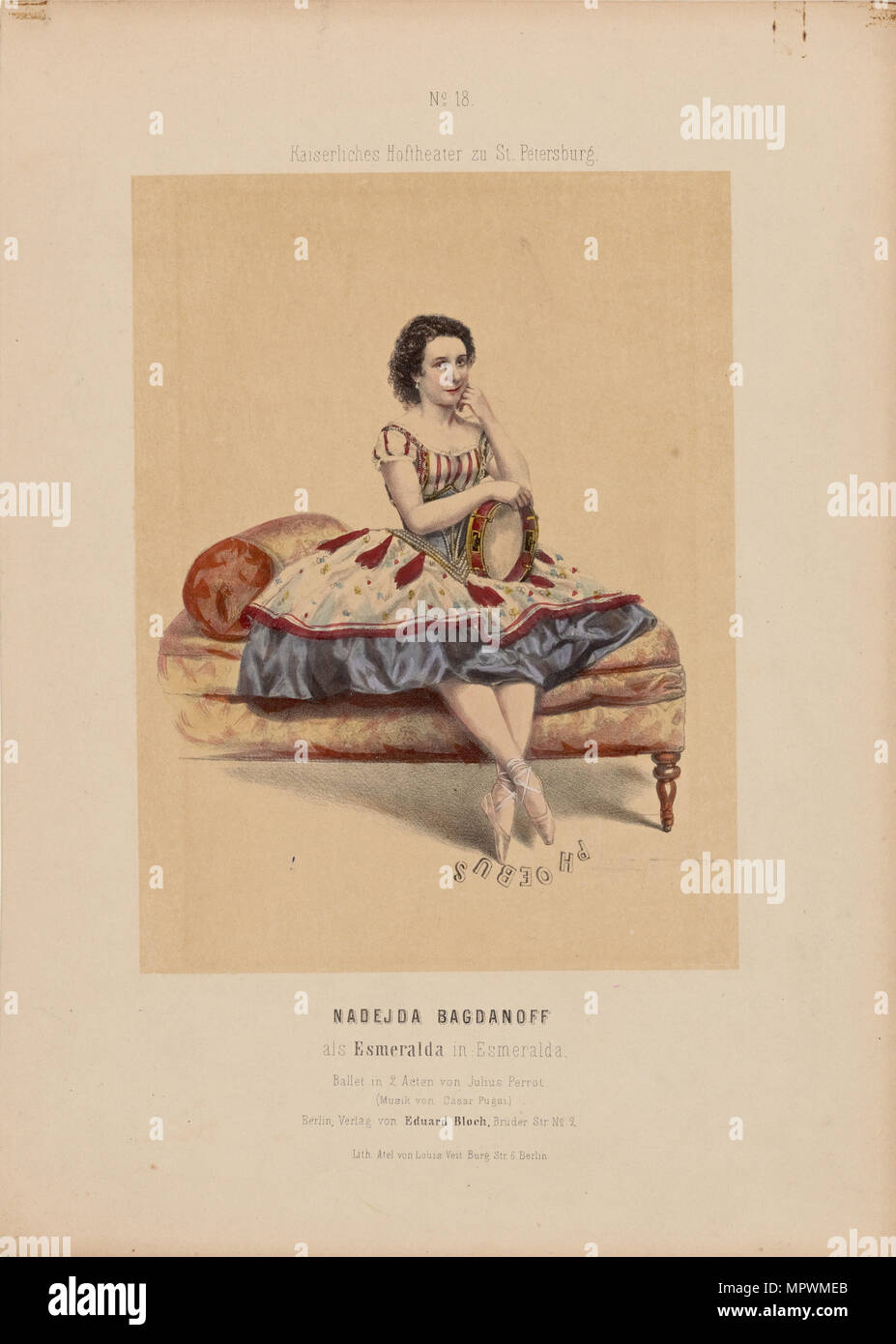 Prima ballerina Nadezhda Bogdanova (1836-1897) come Esmeralda nel balletto La Esmeralda da C. pugni Foto Stock