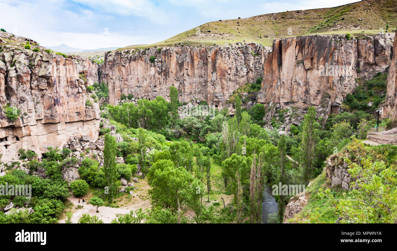 Un viaggio in Turchia - panorama della valle Ihlara di Aksaray Provincia in Cappadocia in primavera Foto Stock