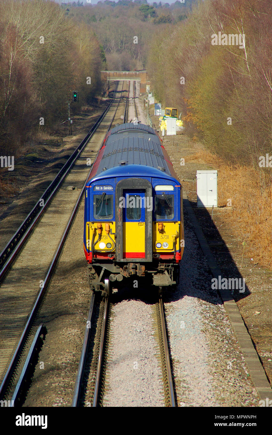 A sud-ovest di treni ferroviari SWT di proprietà di Stagecoach, operatore del South Western Railway franchising 1996 al 2017. La British Rail Class 455 è una UEM Foto Stock