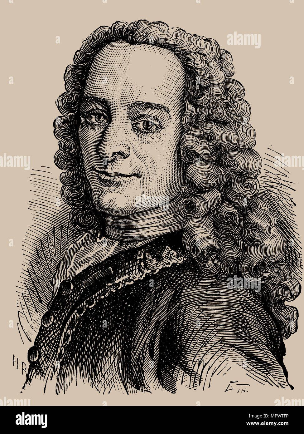 Ritratto di Porträt von Francois Marie Arouet de Voltaire (1694-1778), 1889. Foto Stock