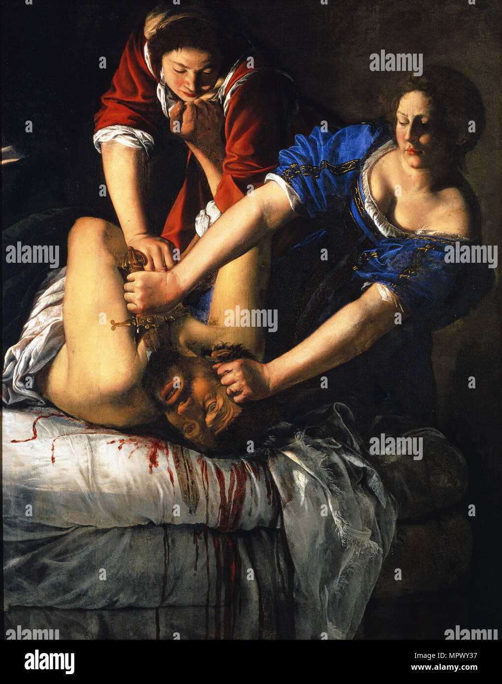 Judith decapitazione Oloferne, 1617. Foto Stock