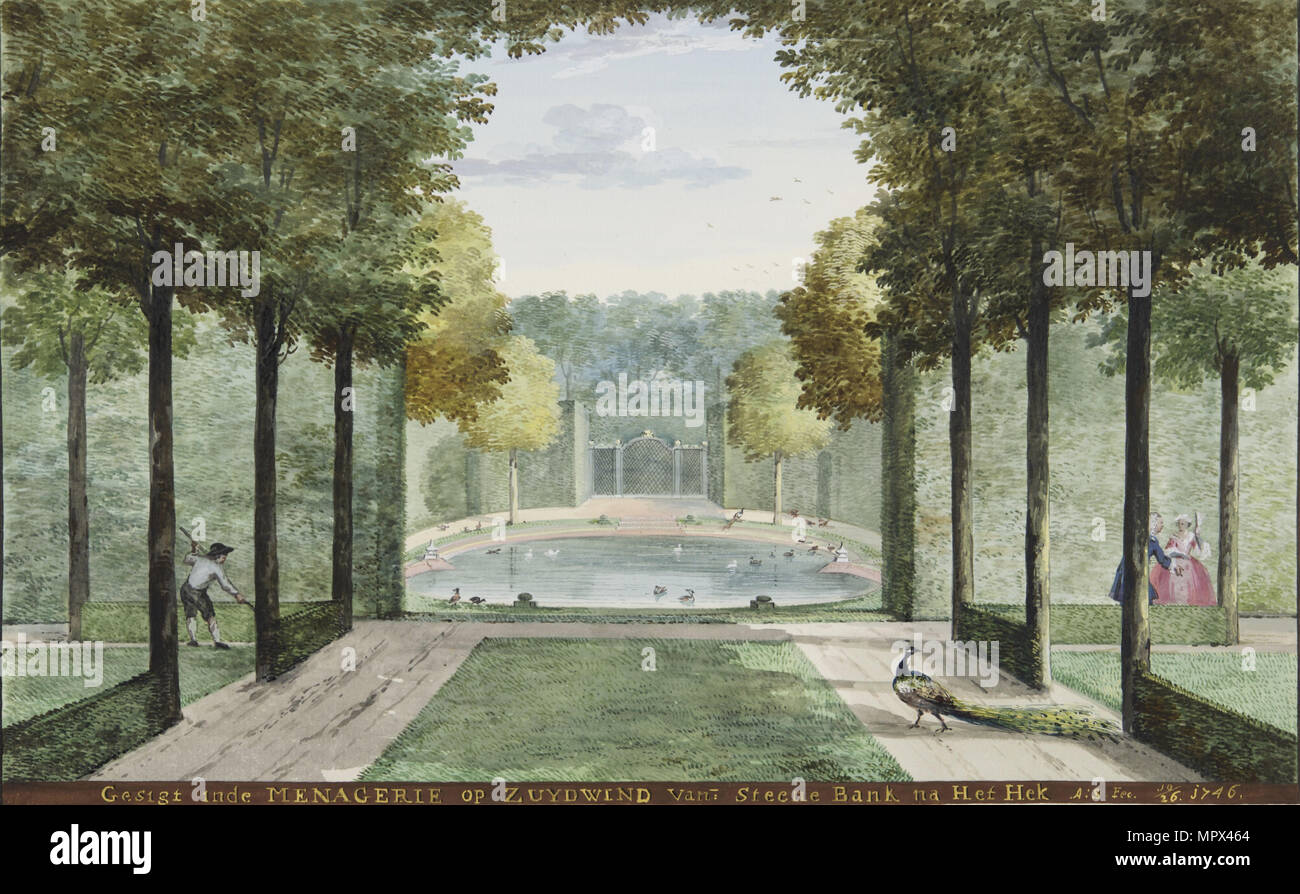 Il giardino con il serraglio del Huis Zuydwind a 's Gravenzande, 1746. Foto Stock