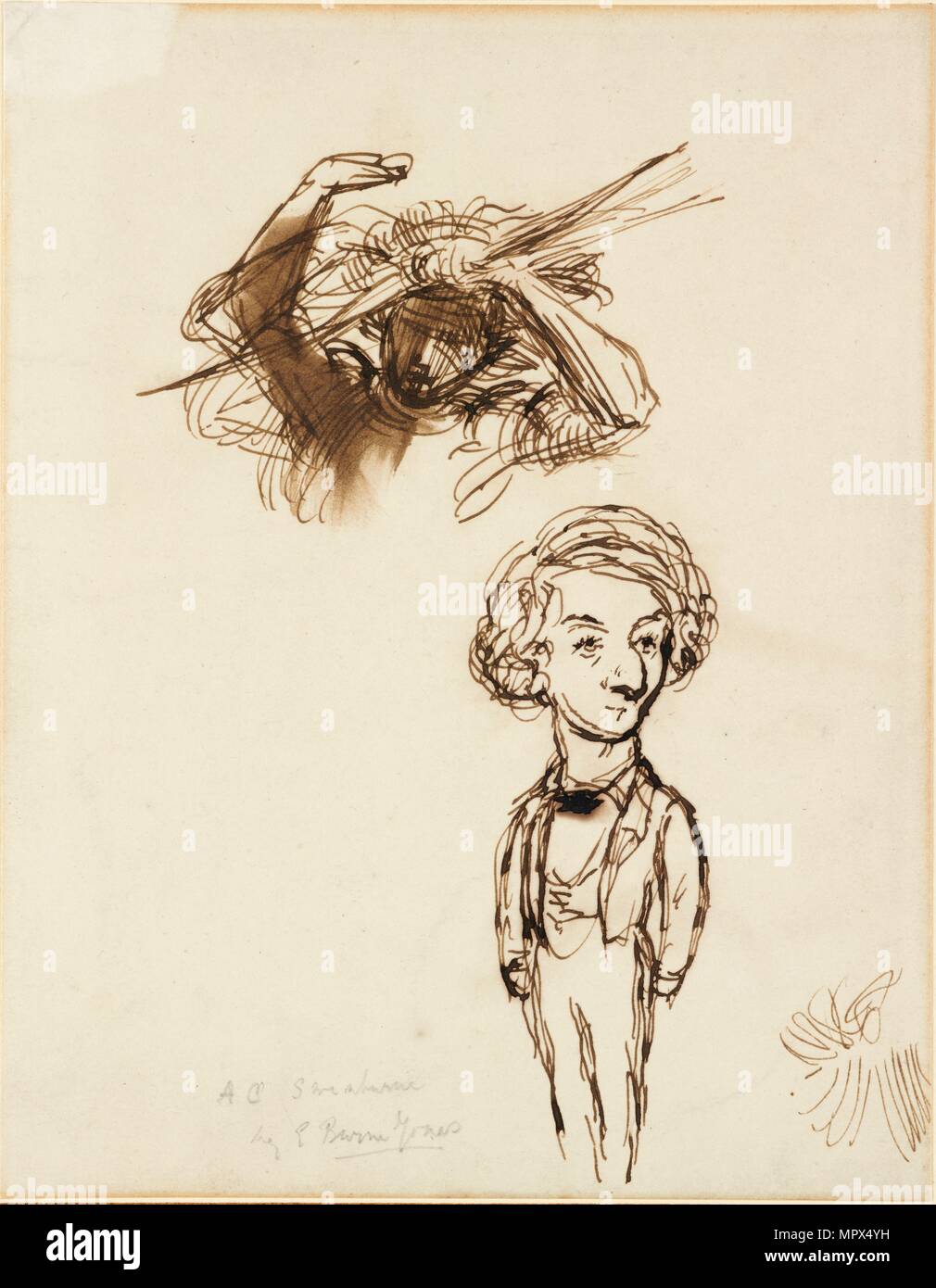 La caricatura di Algernon Charles Swinburne, 1863. Artista: Sir Edward Coley Burne-Jones. Foto Stock