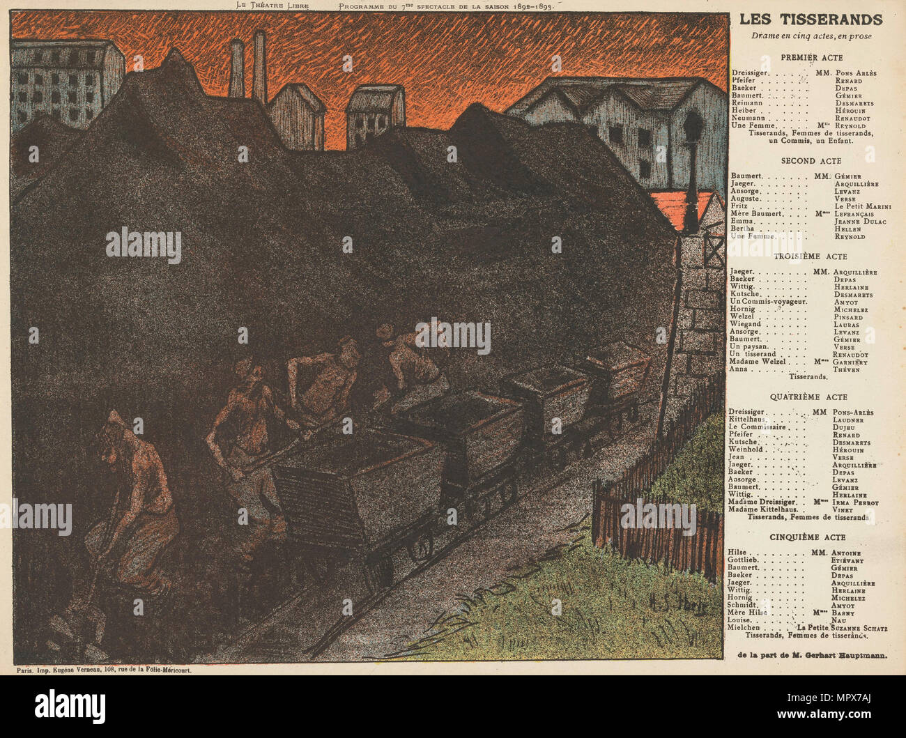 Programma teatro per i tessitori da GERHART HAUPTMANN (Théâtre Libre, 29 maggio 1893) , 1893. Foto Stock