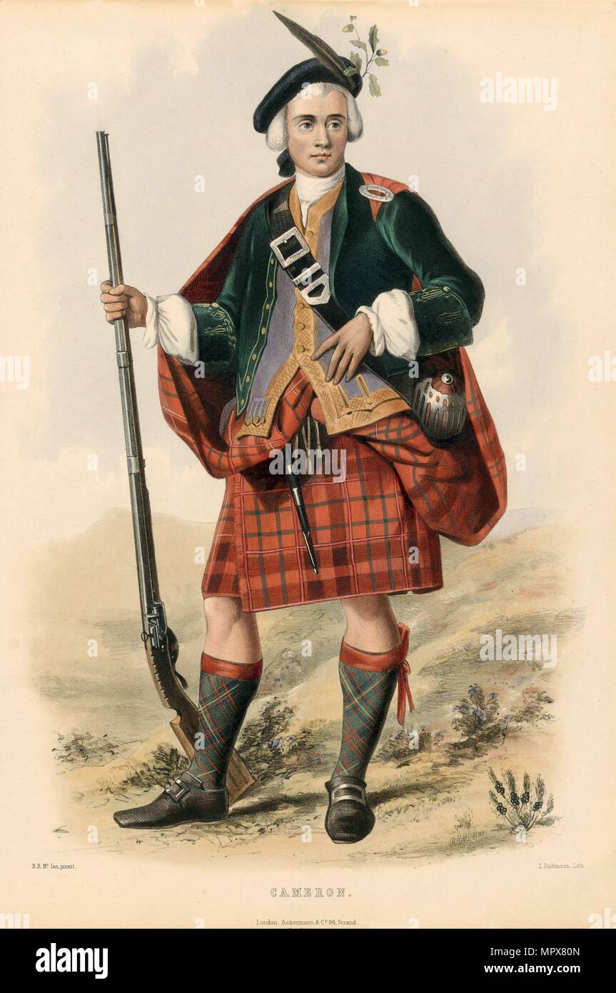 Cameron, dal clan delle Highlands scozzesi, pub. 1845 (Litografia a colori) Foto Stock