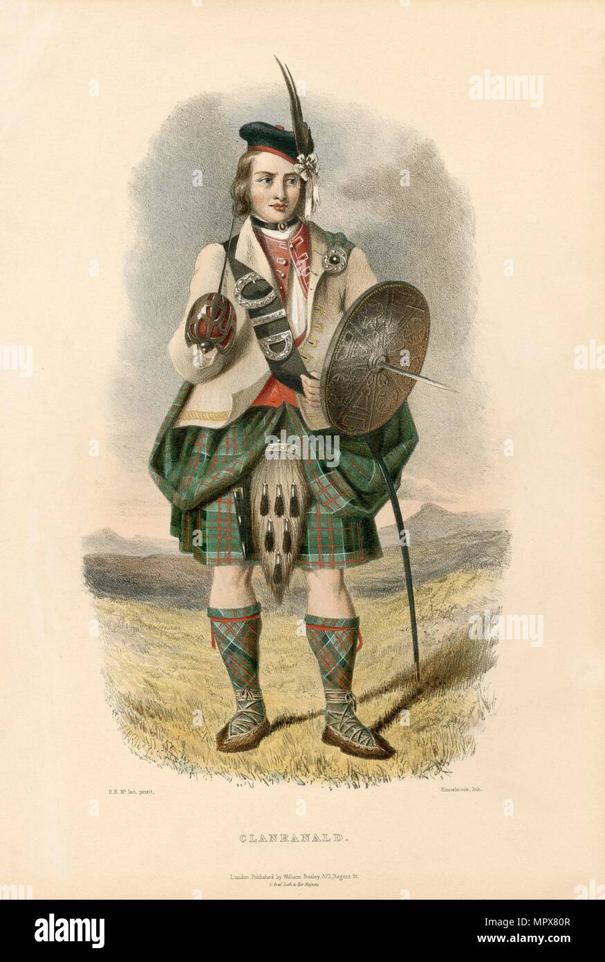 Clanranald, dal clan delle Highlands scozzesi, pub. 1845 (Litografia a colori) Foto Stock