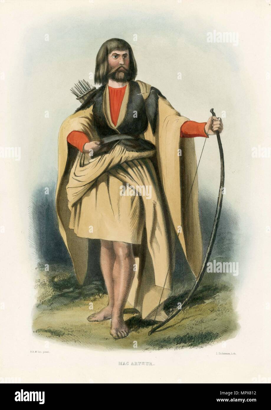 Mac Arthur, dal clan delle Highlands scozzesi, pub. 1845 (Litografia a colori) Foto Stock