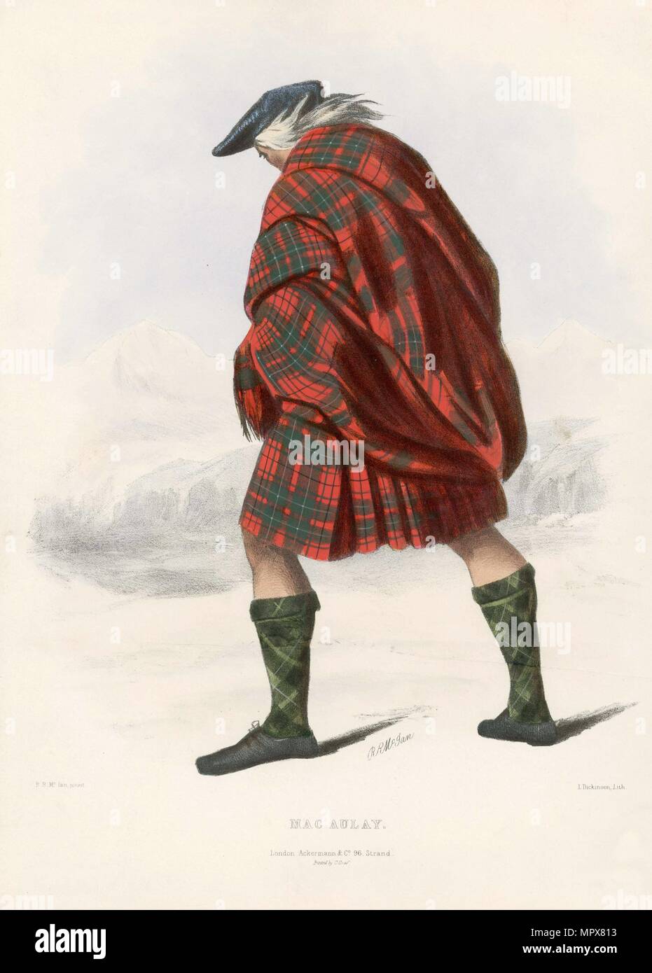 Mac Aulay,dal clan delle Highlands scozzesi, pub. 1845 (Litografia a colori) Foto Stock