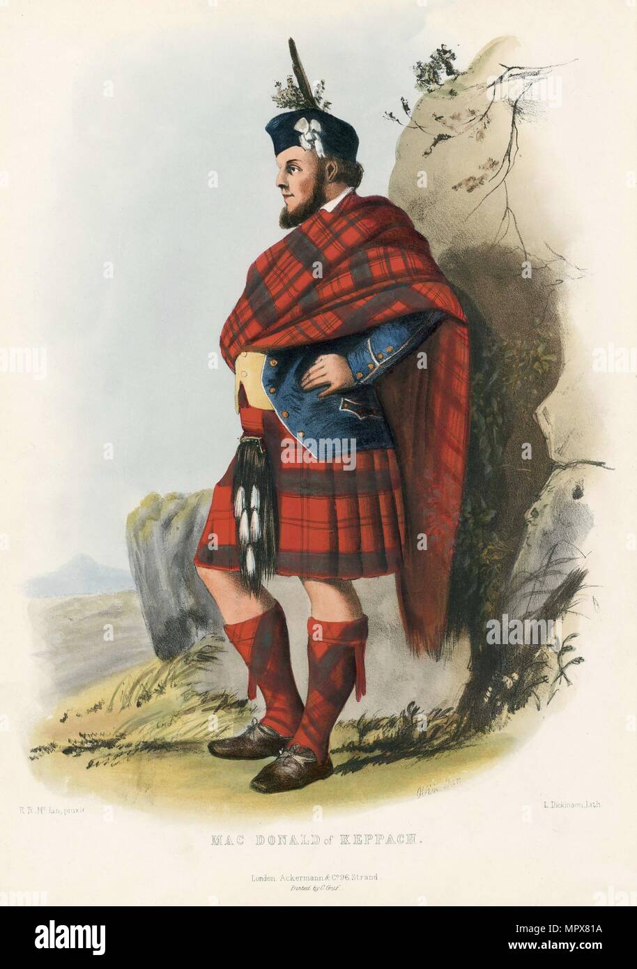 Mac Donald di Keppagh, dal clan delle Highlands scozzesi, pub. 1845 (Litografia a colori) Foto Stock