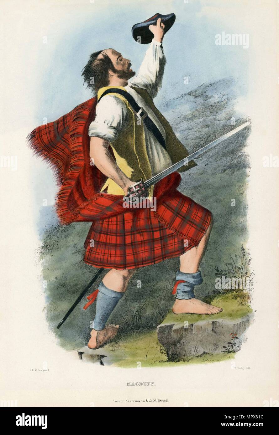 Macduff, dal clan delle Highlands scozzesi, pub. 1845 (Litografia a colori) Foto Stock