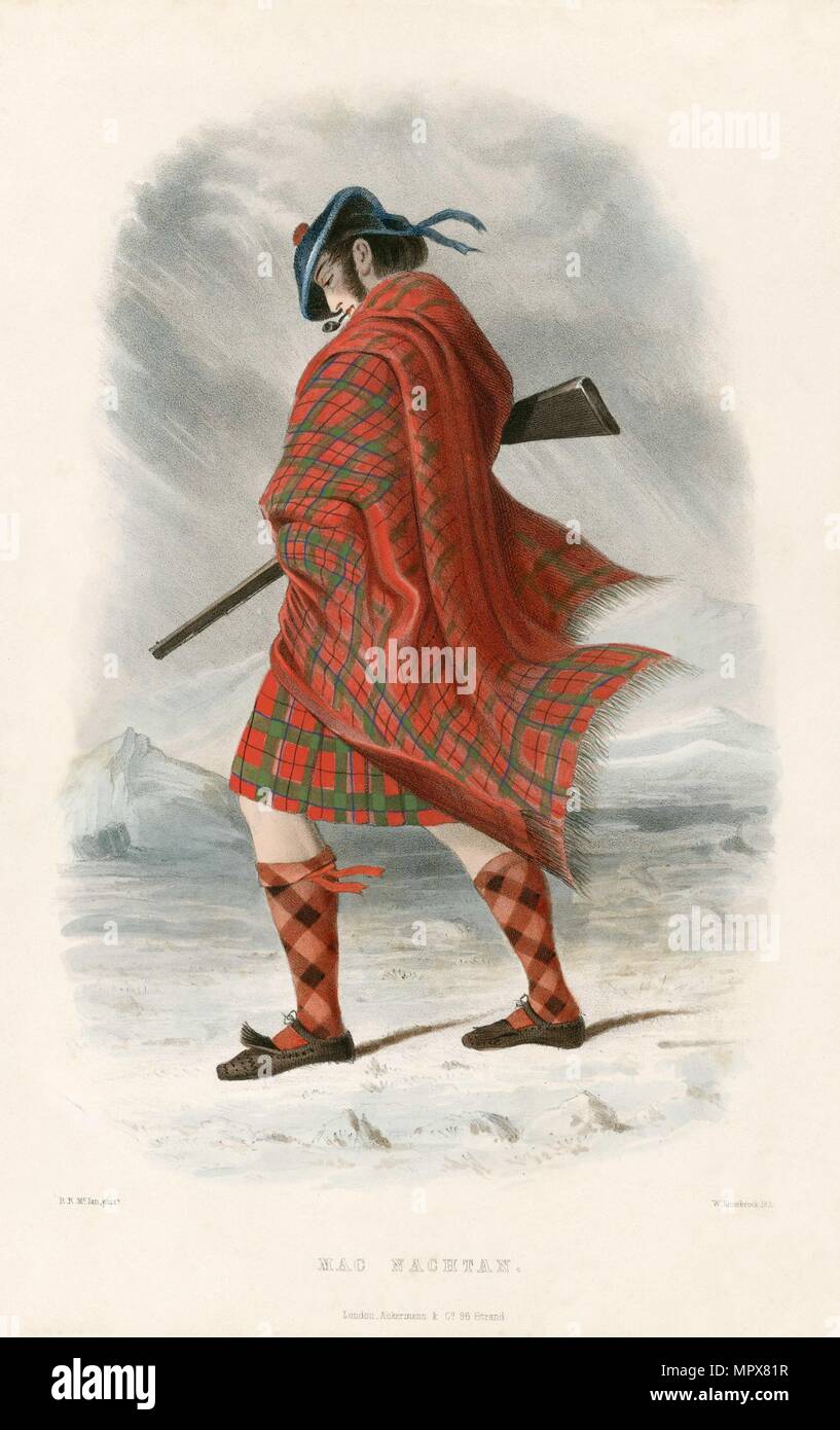 Mac Nachtan, dal clan delle Highlands scozzesi, pub. 1845 (Litografia a colori) Foto Stock