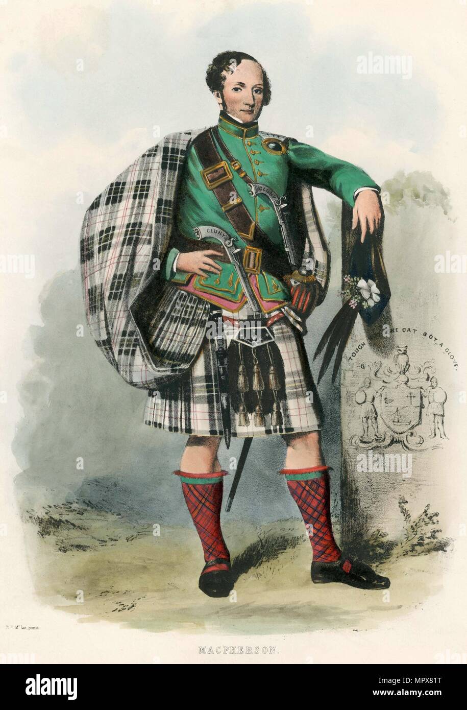 Macpherson, dal clan delle Highlands scozzesi, pub. 1845 (Litografia a colori) Foto Stock