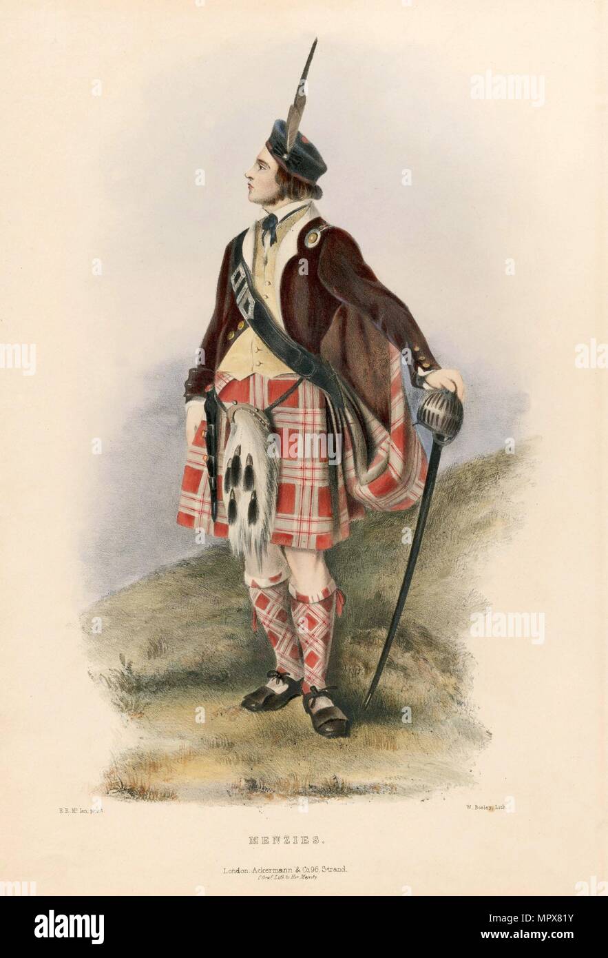 Menzies, dal clan delle Highlands scozzesi, pub. 1845 (Litografia a colori) Foto Stock