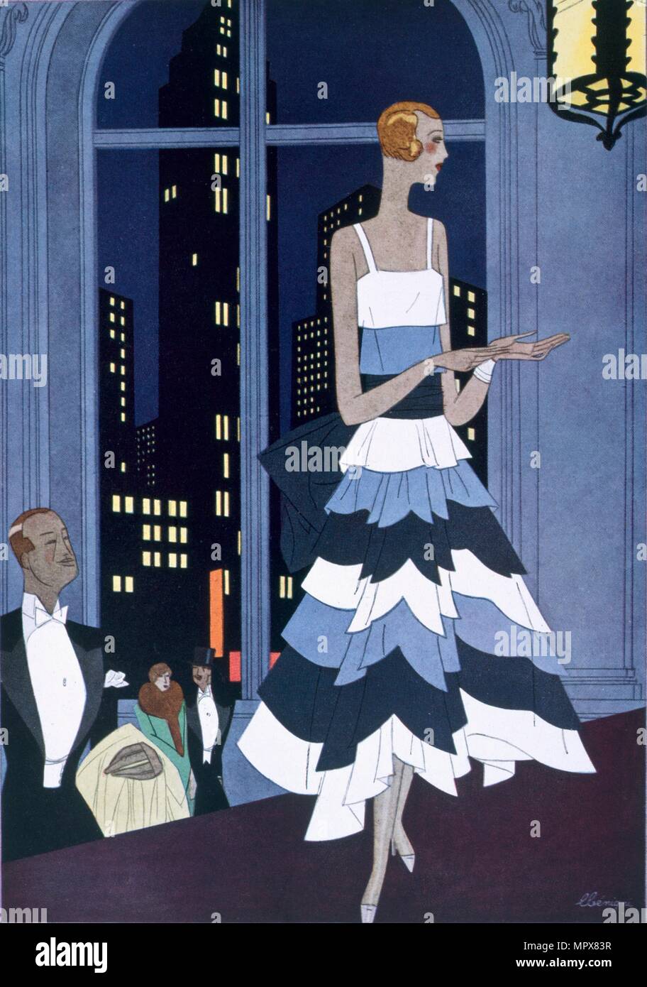 Au New York Sous les yeux Innombrables des Sky-raschiatori, dalla rivista Femina, pub. 1928 (colore acceso Foto Stock