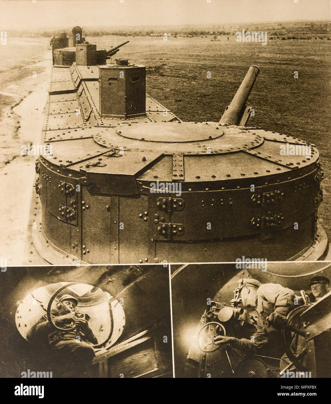 Esercito Rosso treni armati prima della battaglia, primi 1930s. Foto Stock