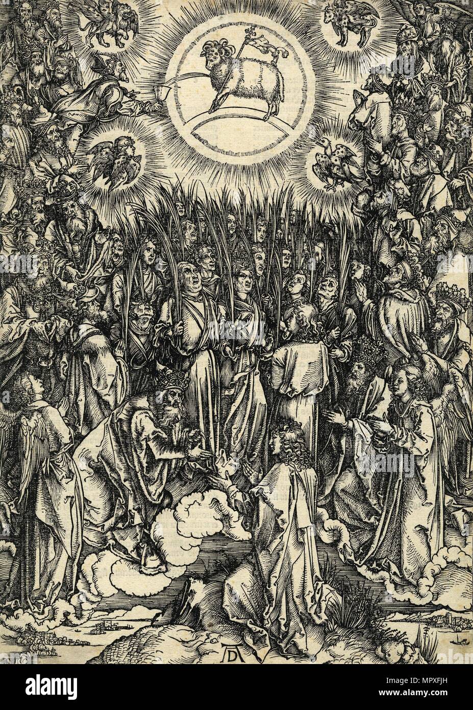 L'inno di adorazione dell'Agnello. Da Apocalypsis cum Figuris, 1498. Foto Stock
