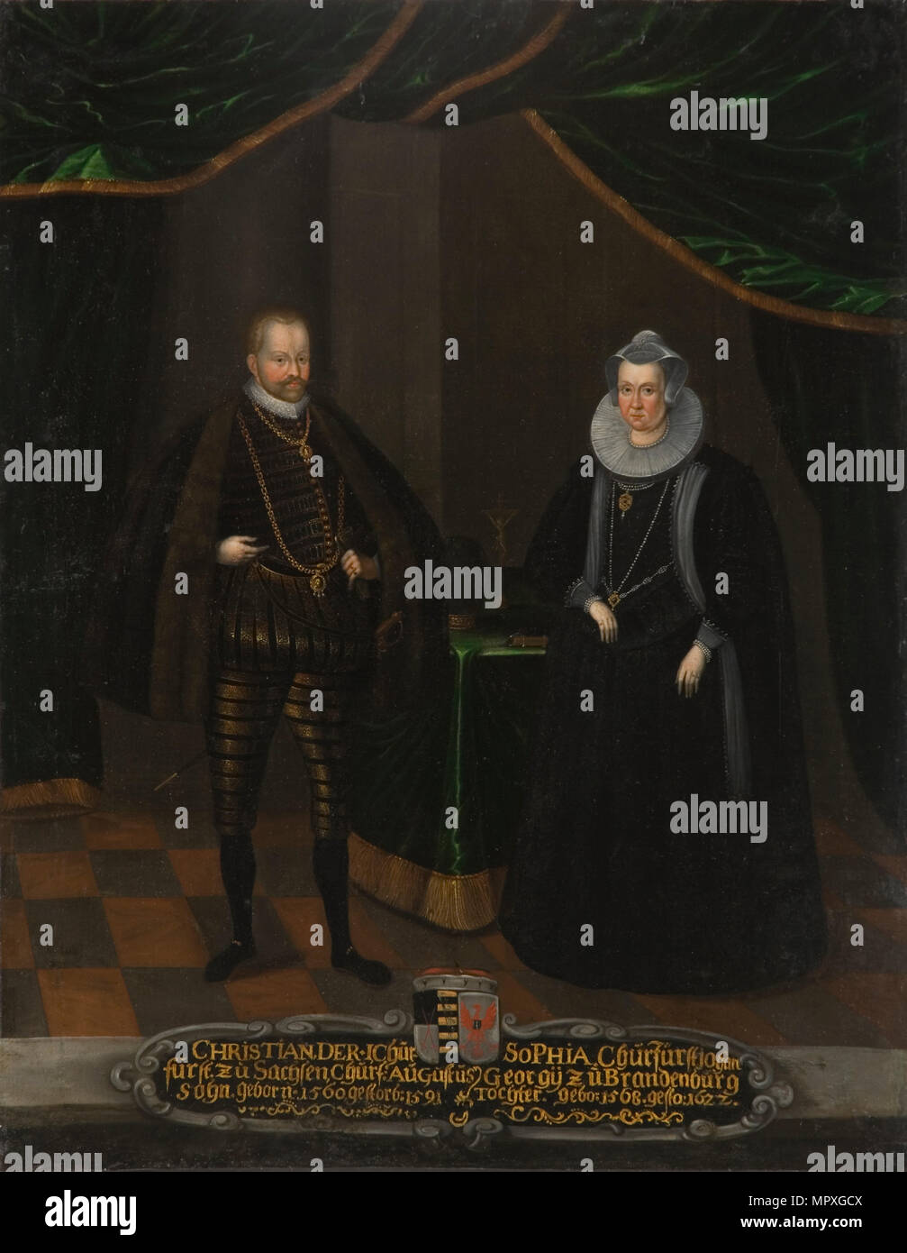 Ritratto di cristiano mi (1568-1622), Elettore di Sassonia e Sophie di Brandeburgo (1568-1622), elettr Foto Stock