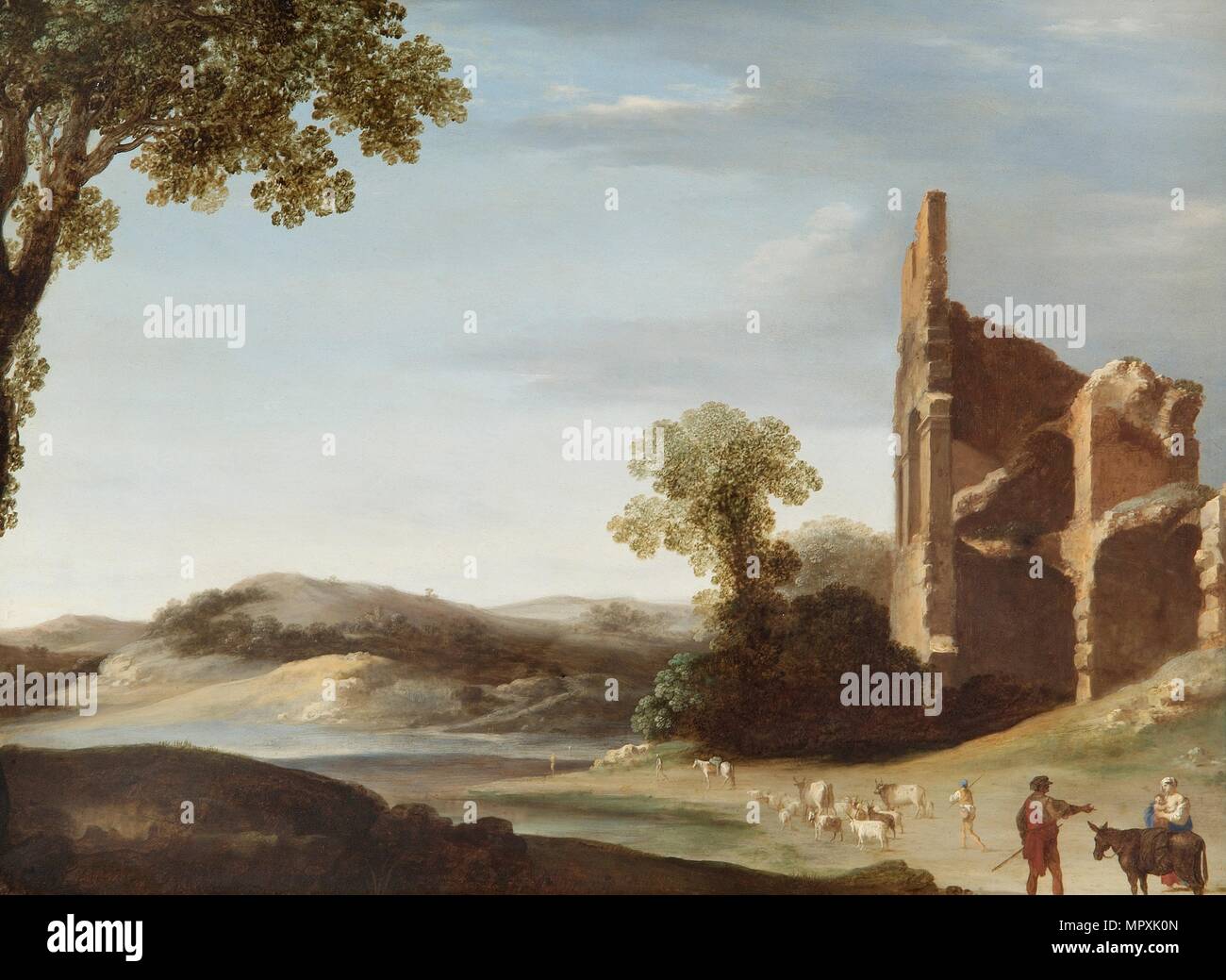 "Paesaggi con rovine classiche e figure', C1630. Artista: Bartholomeus Breenbergh. Foto Stock