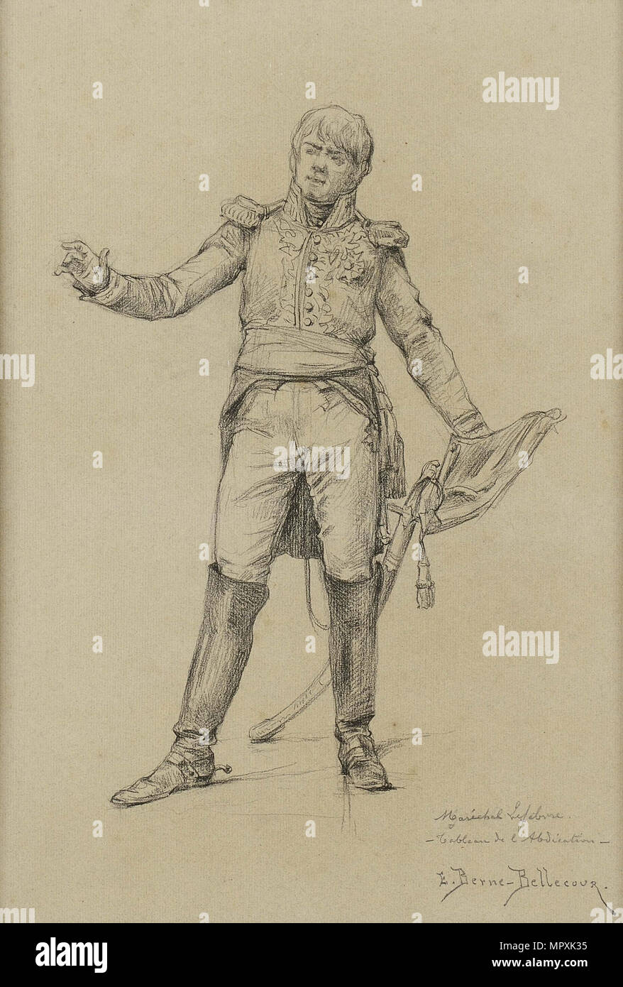Il maresciallo François-Joseph Lefebvre (1755-1820) durante l'abdicazione di Napoleone, 1814. Foto Stock