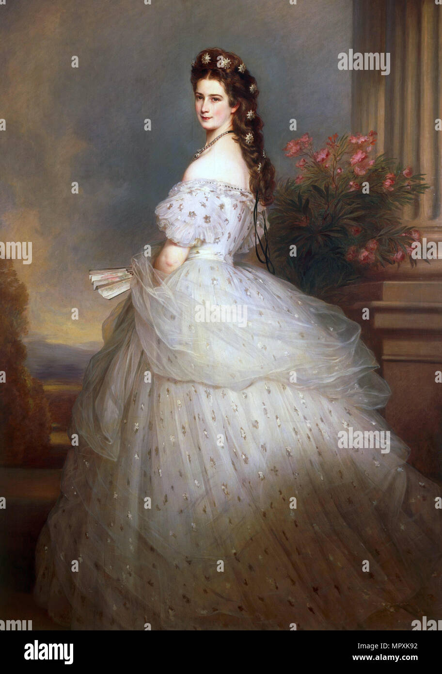 L'imperatrice Elisabetta d'Austria con Diamond stelle nei suoi capelli, 1865. Foto Stock