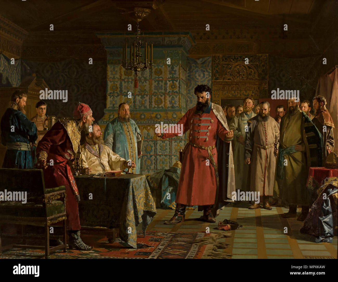 Zakhary Lyapunov di litigare con il Tsar Vassilij Shuisky presso il Cremlino, 1886. Foto Stock