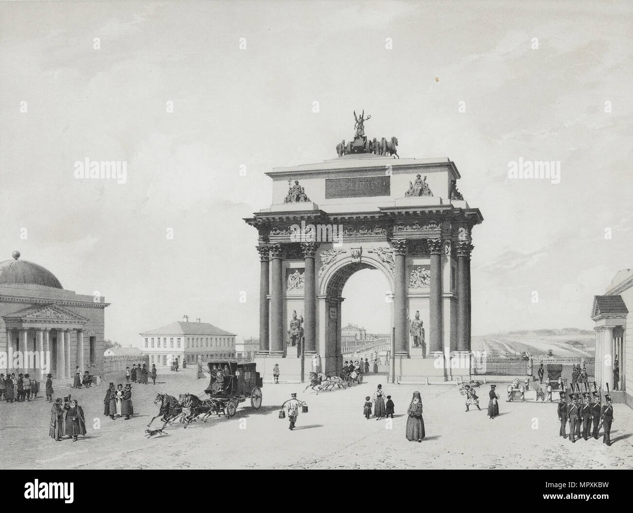 L'arco trionfale a Tver cancelli in Mosca, 1840s. Foto Stock