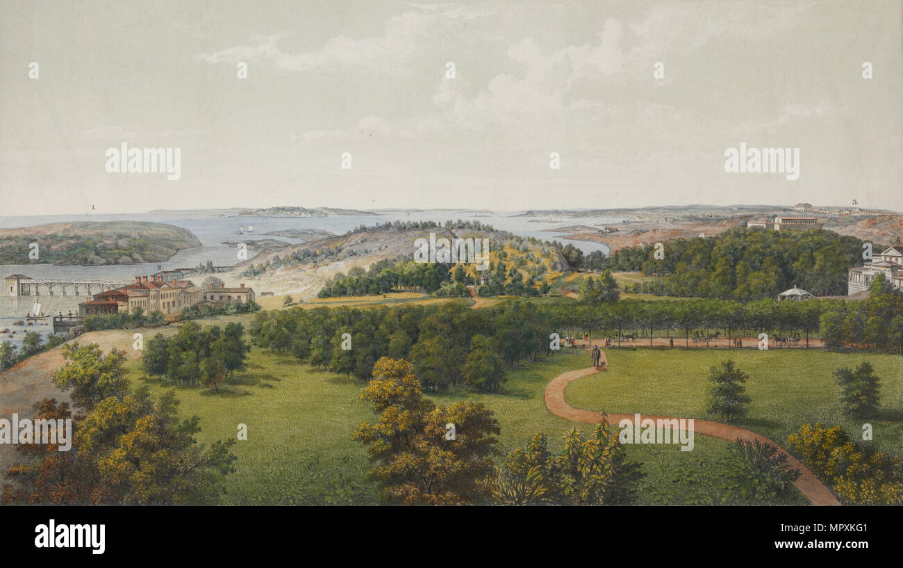 Vista panoramica di Sveaborg e Helsingfors (foglio 2), 1855. Foto Stock