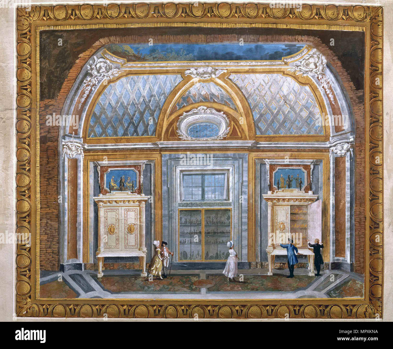 Le medaglie sala del Museo Profano in Vaticano, c. 1780. Foto Stock