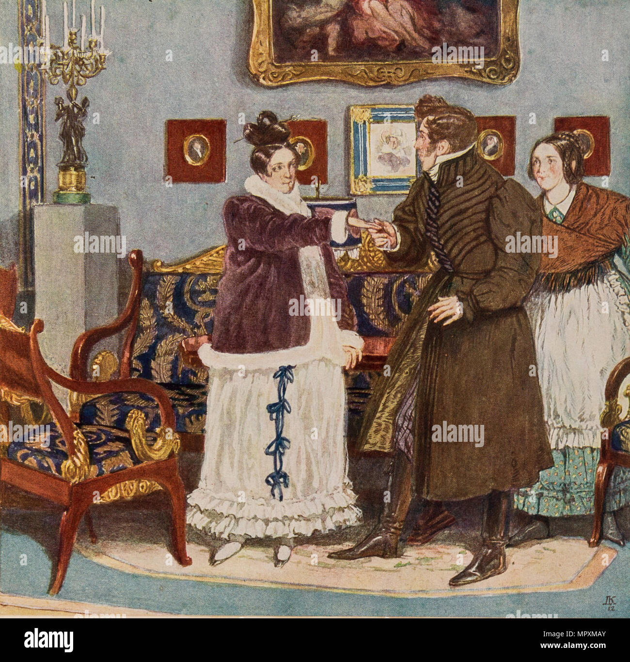 Illustrazione per la commedia guai dal Wit da Alexander Griboyedov, 1913. Foto Stock