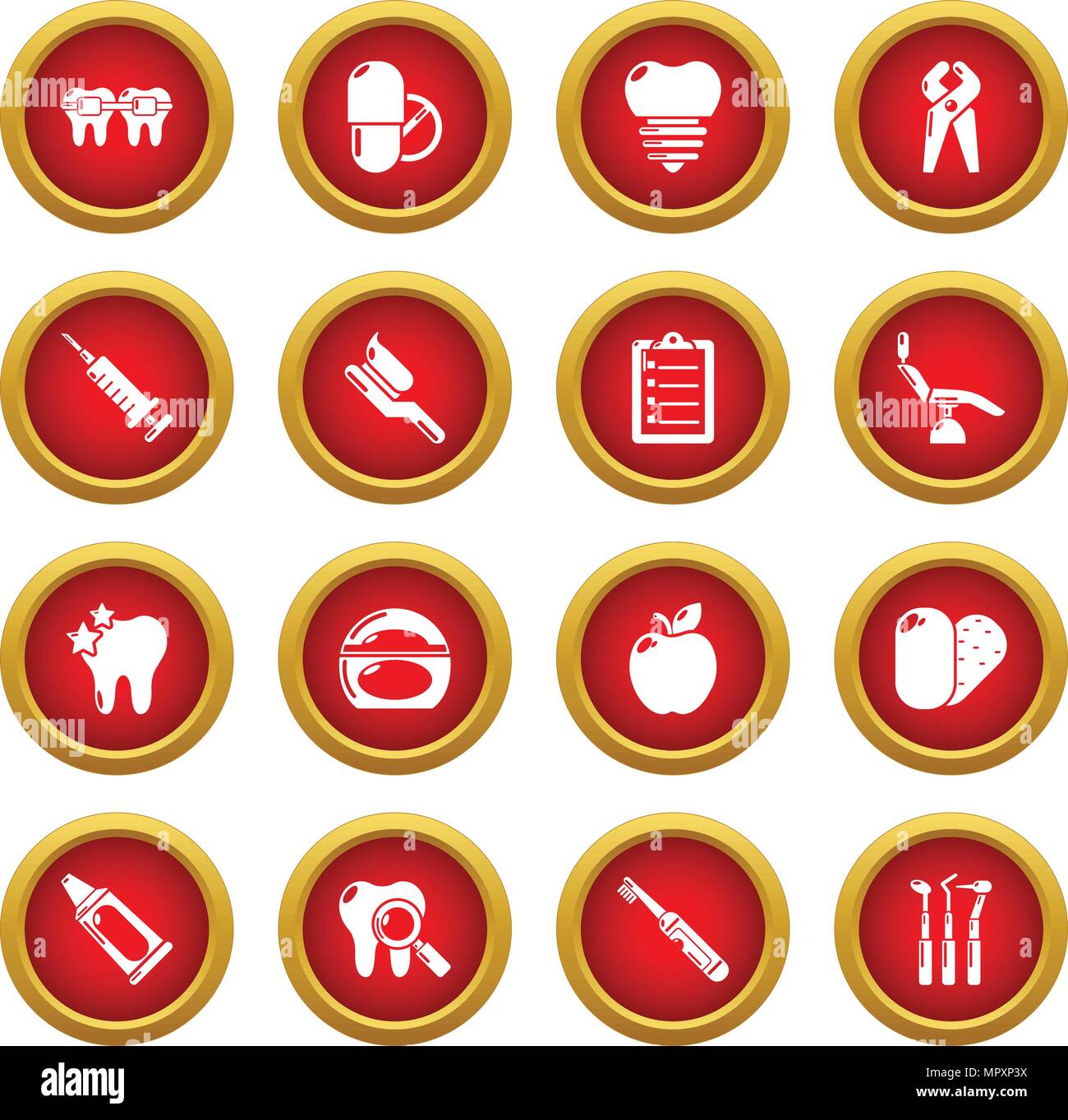 Stomatologia dentale set di icone, stile semplice Illustrazione Vettoriale
