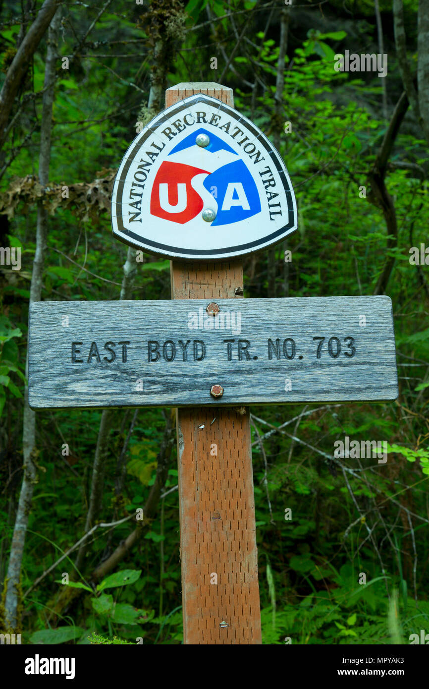 Oriente Boyd Trail National Recreation segnavia, Selway selvatica e Scenic River, Nez Perce National Forest, Idaho Foto Stock