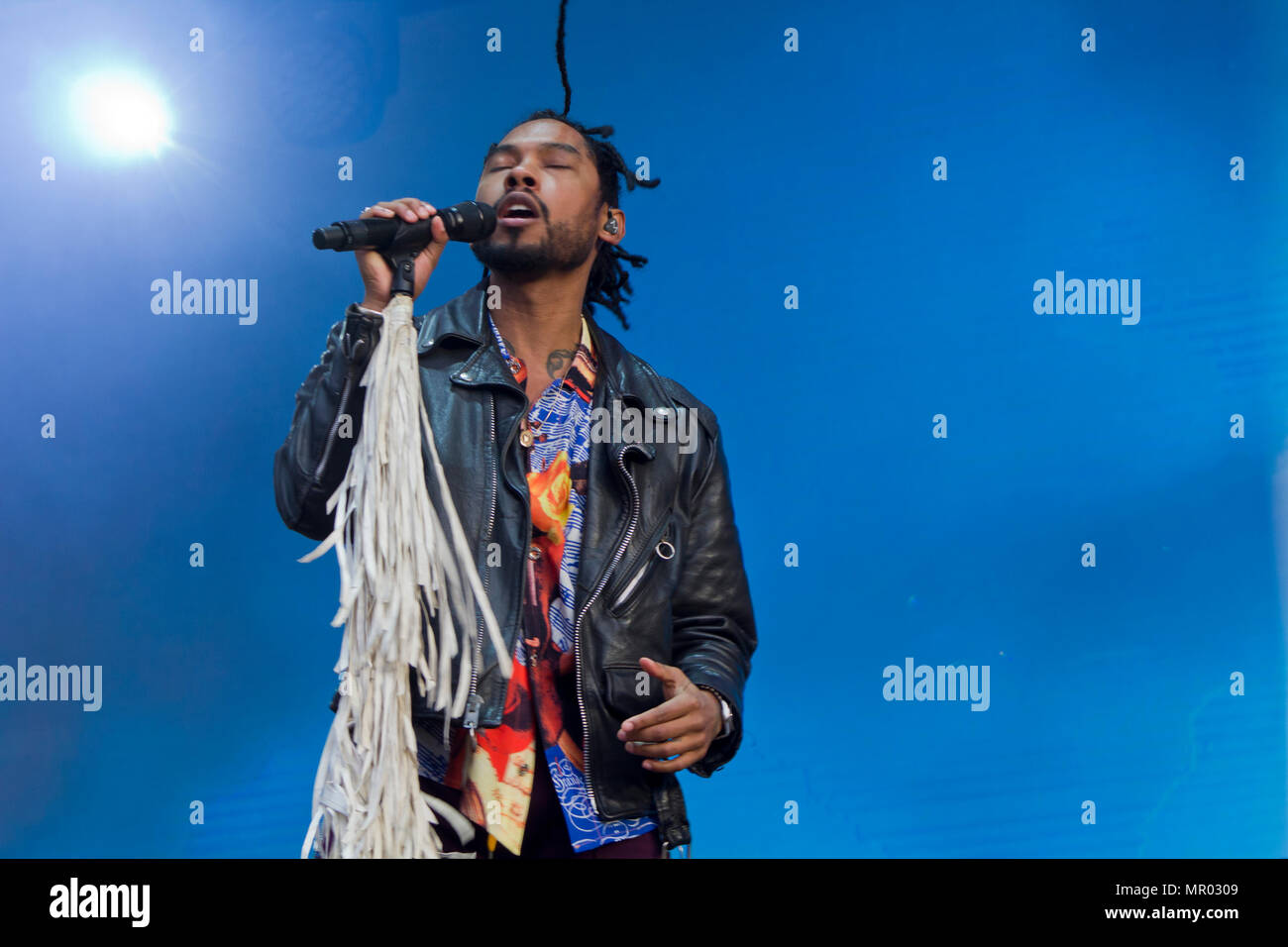 Miguel (cantante) esegue in un concerto nel Festival di musica Foto Stock