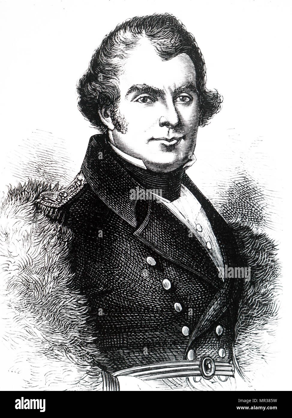 Illustrazione raffigurante l ammiraglio sir John Ross (1777-1856) un British naval officer e Arctic explorer. Datata del XIX secolo Foto Stock