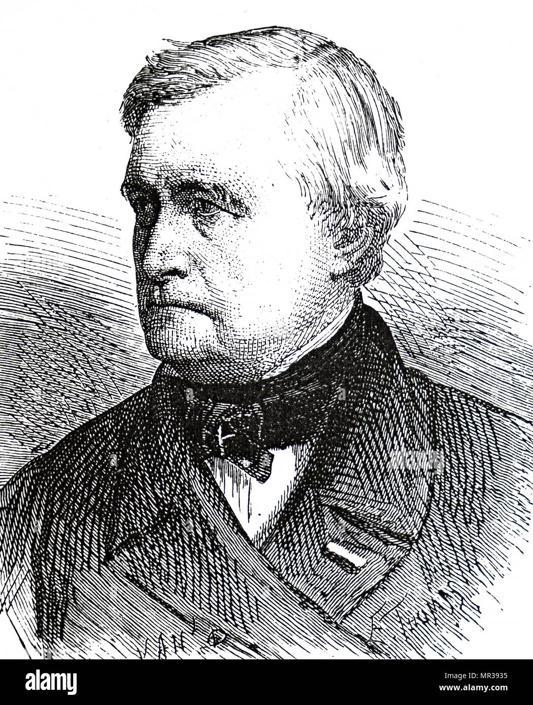 Ritratto di Claude Pouillet (1790-1868) un fisico francese e professore di fisica alla Sorbona e membro della accademia Francese Delle Scienze. Datata del XIX secolo Foto Stock