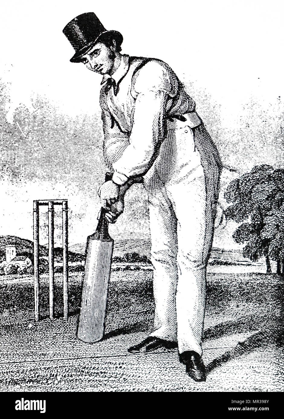 Ritratto di Fuller Pilch (1803-1870) un inglese di prima classe cricketer. Datata del XIX secolo Foto Stock