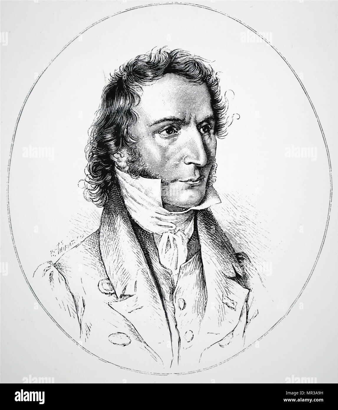 Ritratto di Niccolò Paganini (1782-1840) un violinista italiano, il chitarrista e compositore. Datata del XIX secolo Foto Stock