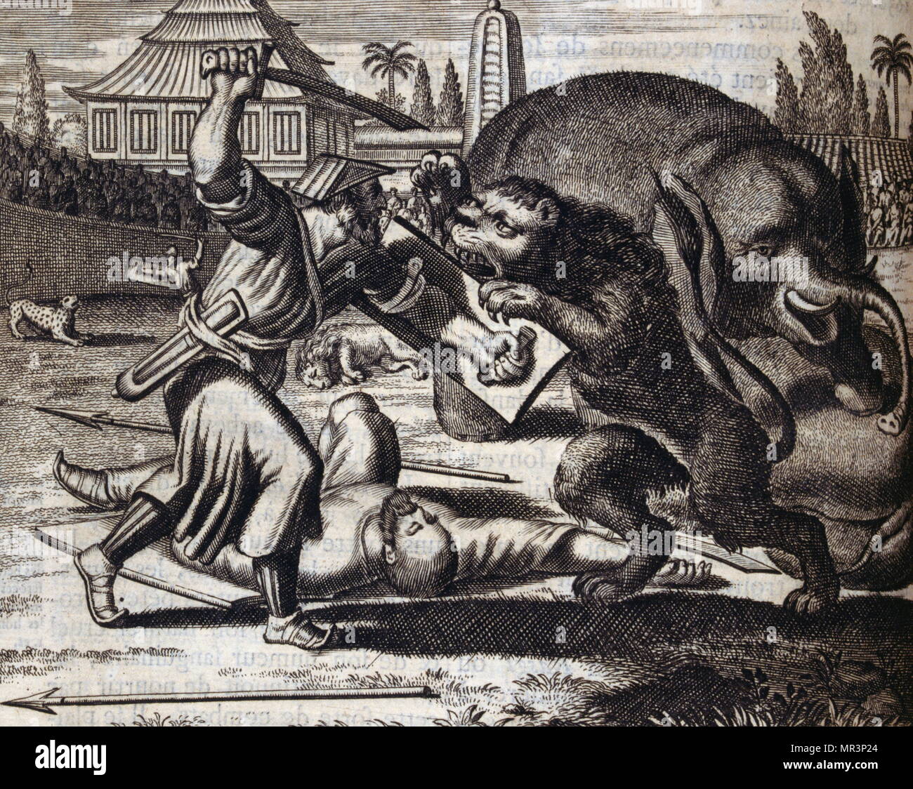 Illustrazione della bestia da viaggi fatti per la Persia e India 1727, da Johan Albrecht de Mandelslo (1616-1644). seicentesco avventuriero tedesco, che ha scritto circa i suoi viaggi attraverso la Persia e India Foto Stock
