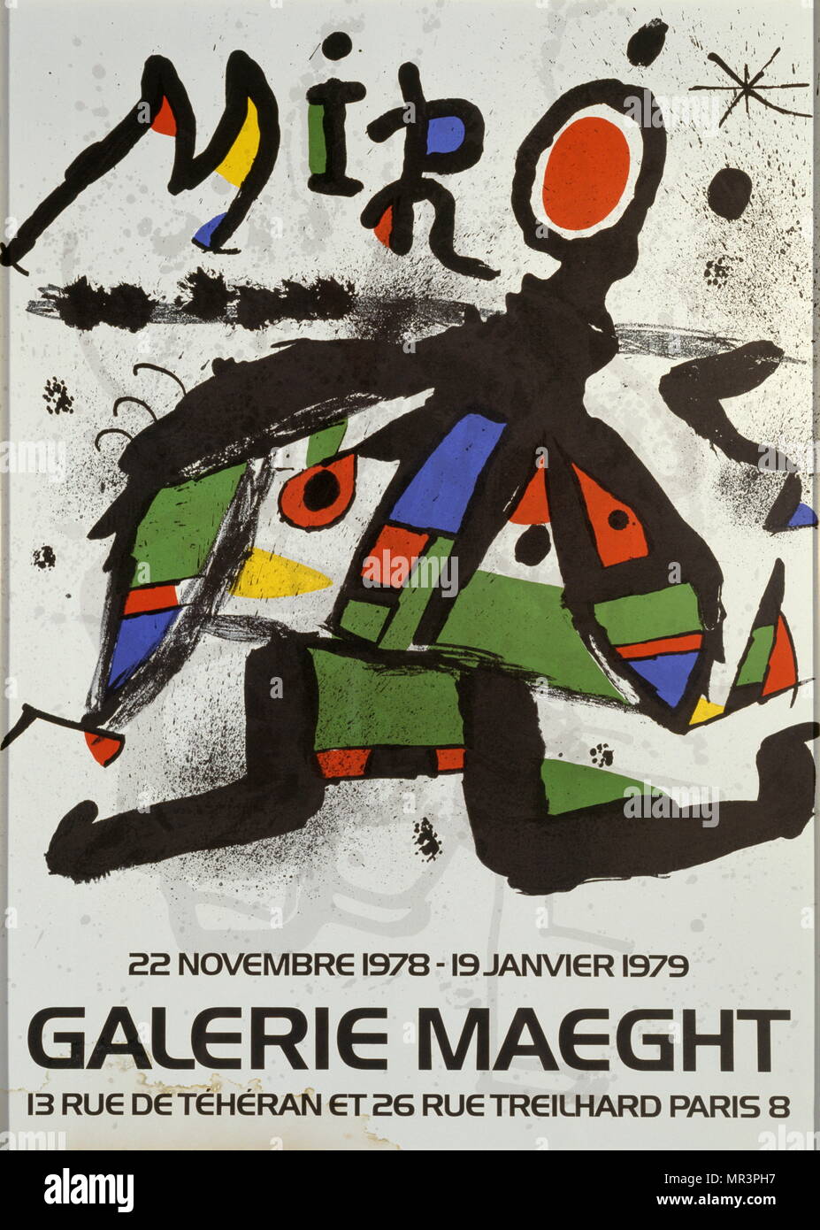 Stile surreale litografia di circa 1973 dell'artista spagnolo Joan Miro.(1893 - 1983), pittore, scultore e ceramista nato a Barcellona. Foto Stock